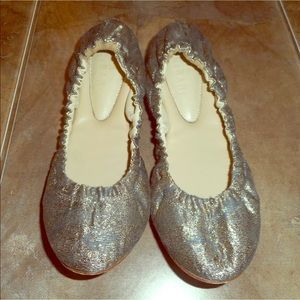 Tia Cibani sz 37 gold gray metallic ballet flats